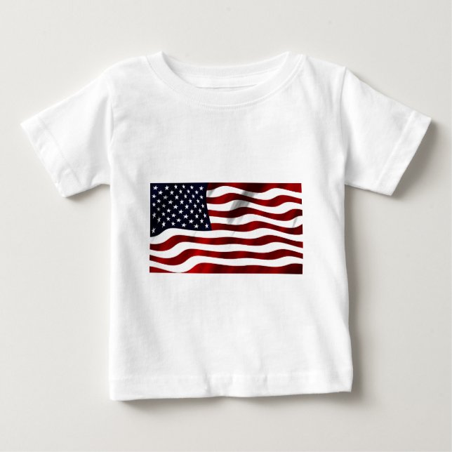 Camiseta Para Bebê Dia da Independência Patriótica da Bandeira Americ (Frente)
