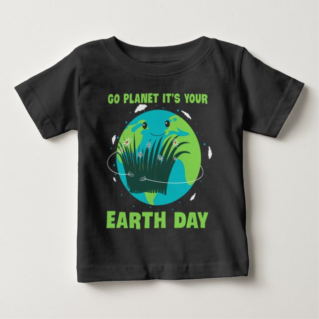 Camiseta Para Bebê Dia da Terra: Planeta Ir É o Dia da Terra (Frente)