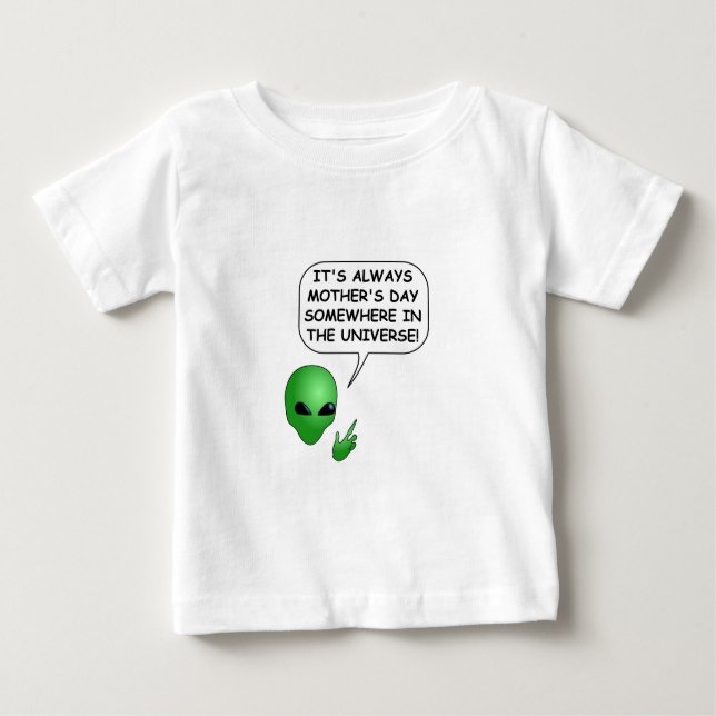 Camiseta Para Bebê Dia de as mães alienígena (Frente)