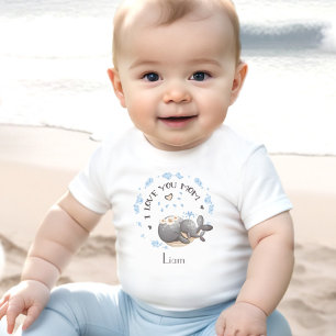 Camiseta Para Bebê Dia de as mães eu te amo mãe Nome Personalizado