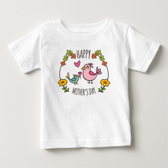 Camiseta Para Bebê Dia de as mães feliz adorável | Roupa de bebê (Frente)