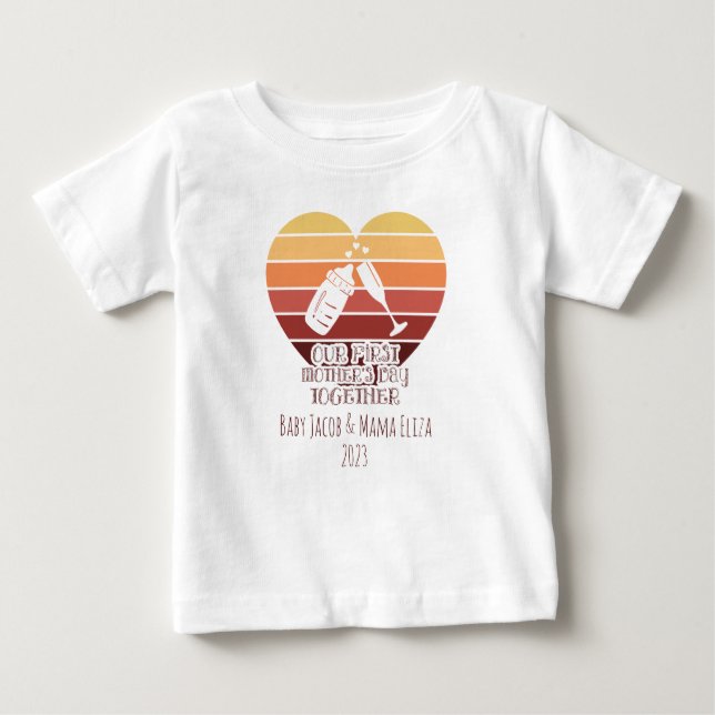 Camiseta Para Bebê Dia de as mães Personalizada Boho Palette Heart 1r (Frente)