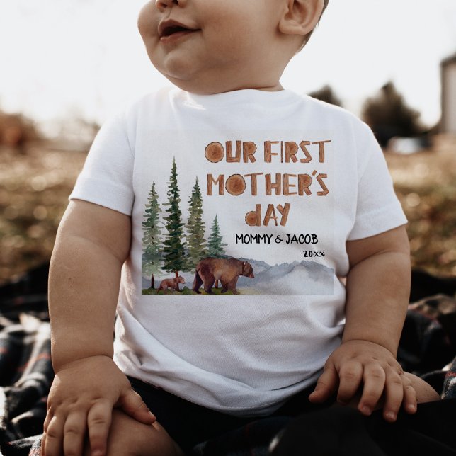 Camiseta Para Bebê Dia de as mães Personalizada Woodland 1 rua (Criador carregado)