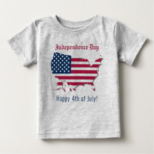 Camiseta Para Bebê Dia de Independência de Sinalizador de Mapa Person