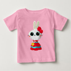 Camiseta Para Bebê Dia De Los Muertos Bonito Bunny Vermelho Vestido M