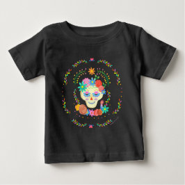 Camiseta Para Bebê Día de los Muertos Sugar Skull Design