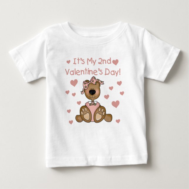 Camiseta Para Bebê Dia de os namorados de segundo Bear Girl (Frente)