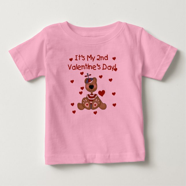 Camiseta Para Bebê Dia de os namorados do segundo do urso (Frente)