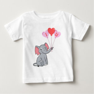 Camiseta Para Bebê Dia de os namorados elefante bonito