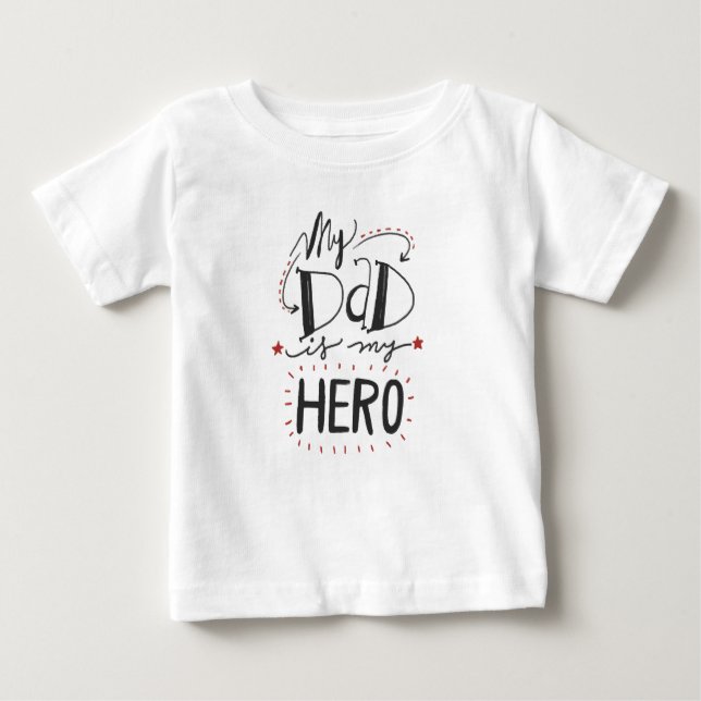 Camiseta Para Bebê Dia de os pais - "Meu Pai é meu herói" (Frente)