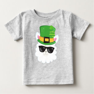 Camiseta Para Bebê Dia de São Patrício, Alpaca, Llama, Chapéu Leprech