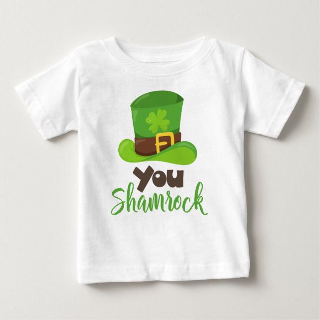 Camiseta Para Bebê Dia de São Patrício, Chapéu de Leprechaun, seu Sha (Frente)