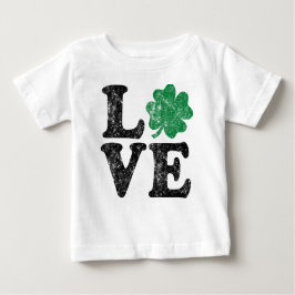 Camiseta Para Bebê Dia de São Patrício LOVE Shamrock Irish