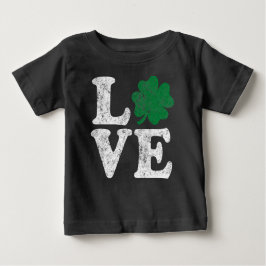 Camiseta Para Bebê Dia de São Patrício LOVE Shamrock Irish