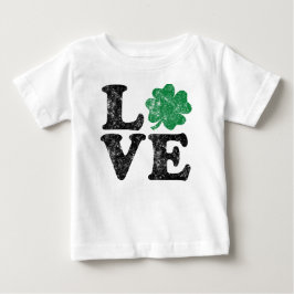 Camiseta Para Bebê Dia de São Patrício LOVE Shamrock Irish