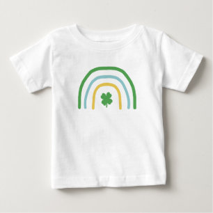 Camiseta Para Bebê Dia de São Patrício Rainbow Irish Clover Kids T-
