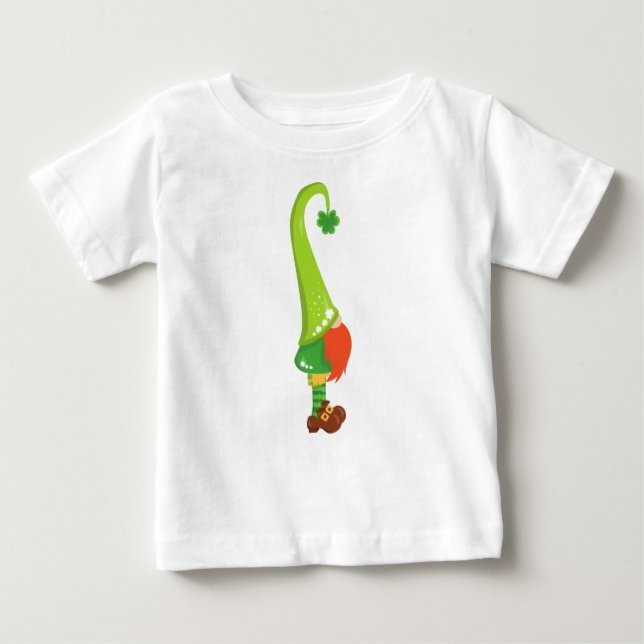 Camiseta Para Bebê Dia de São Patrício, Roupas Sortudas, Gnomo Bonito (Frente)
