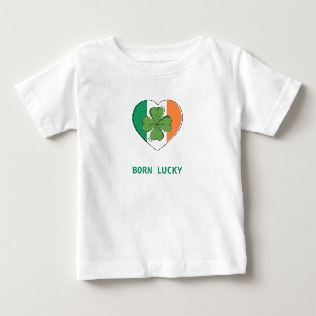 Camiseta Para Bebê Dia de São Patrício Verde Quatro Nascer De Vestuár (Frente)