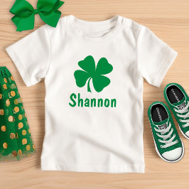 Camiseta Para Bebê Dia de São Patrício Verde Trevo Personalizado Nome
