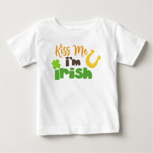 Camiseta Para Bebê Dia de São Patrick, Clovers, beije-me, sou irlandê
