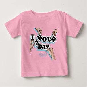 Camiseta Para Bebê Dia de trabalho puxado à mão - Vamos trabalhar jun