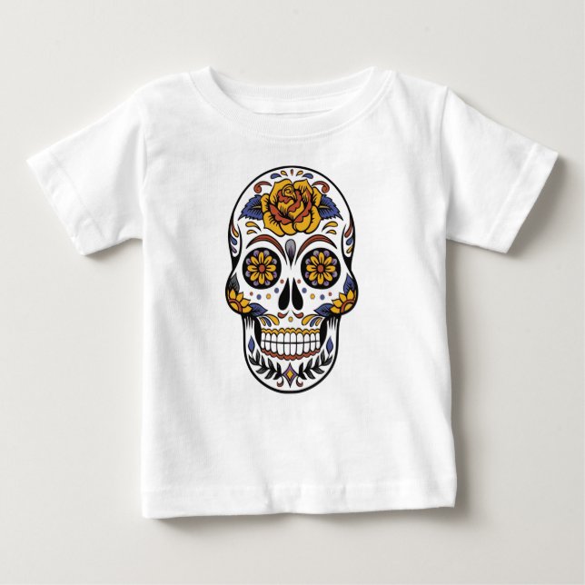 Camiseta Para Bebê Dia do crânio mexicano dos mortos (Frente)