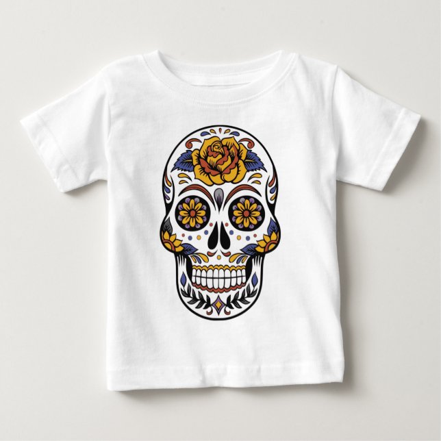 Camiseta Para Bebê Dia do crânio mexicano dos mortos (Frente)
