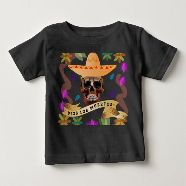 Camiseta Para Bebê Dia dos Mortos de Dios Los Muertos (Frente)