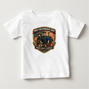 Camiseta Para Bebê Dia dos Primeiros Socorristas Honra Serviço Sacrif