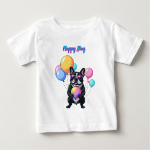 Camiseta Para Bebê Dia Feliz do Bulldog Francês 
