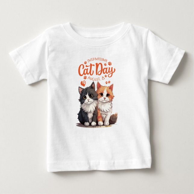 Camiseta Para Bebê Dia Internacional do Gato (Frente)