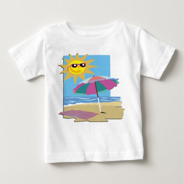 Camiseta Para Bebê Dia na praia (Frente)