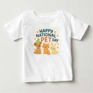 Camiseta Para Bebê Dia Nacional do Animal de Estimação 