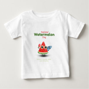 Camiseta Para Bebê Dia Nacional do Melão Cute Arte de Verão