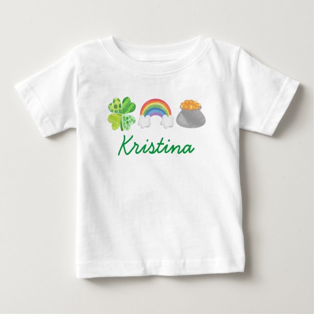 Camiseta Para Bebê Dia personalizado de Patrick (Frente)