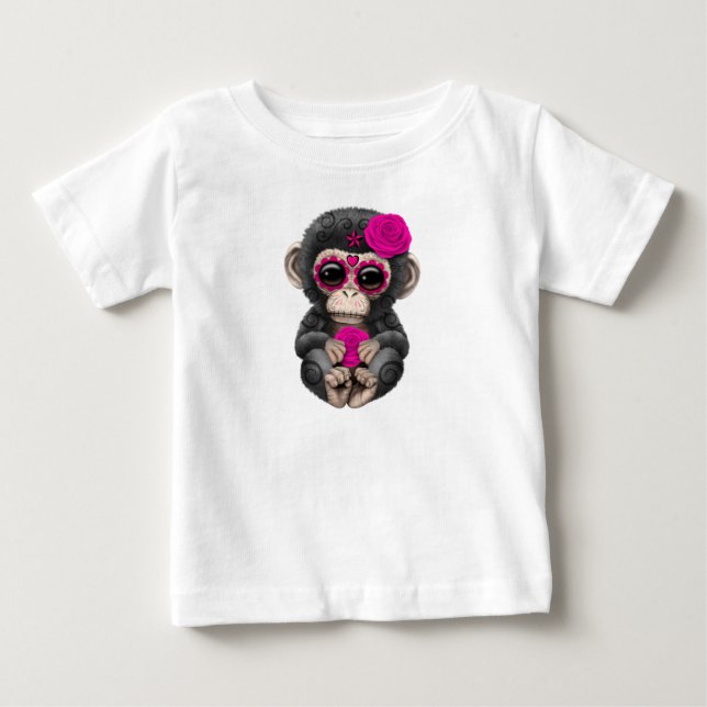 Camiseta Para Bebê Dia rosa do chimpanzé morto (Frente)