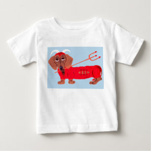 Camiseta Para Bebê Diabo Dachshund