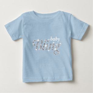 Camiseta Para Bebê Diamante azul pastel design 'baby Bling'
