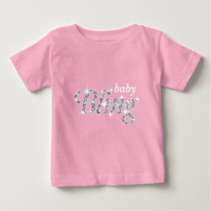 Camiseta Para Bebê Diamante falsa em rosa design Baby Bling