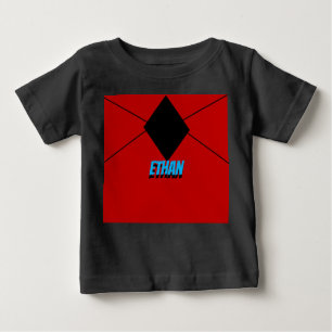 Camiseta Para Bebê Diamante preto preto e vermelho mínimo linear
