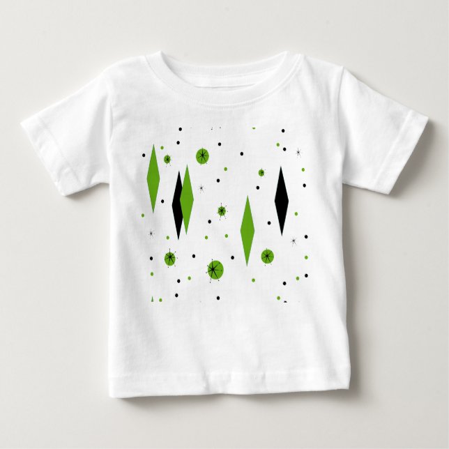 Camiseta Para Bebê Diamantes Verdes e Starbursts Bebê T-Shirt (Frente)