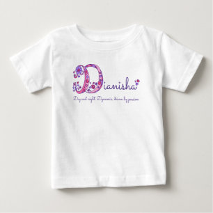 Camiseta Para Bebê Dianisha letra D nome artístico que significa rox