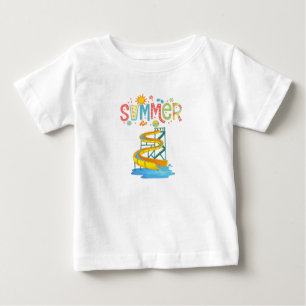 Camiseta Para Bebê Diapositivo de Água de Verão de Cartoon Multicolor