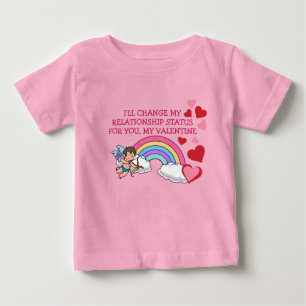Camiseta Para Bebê Dias de os namorados Cupidos Adoram Copas Arco-Ír