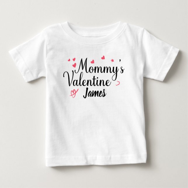 Camiseta Para Bebê Dias de os namorados Mamães, Nome Personalizado (Frente)