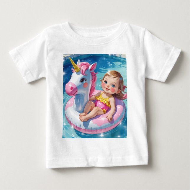 Camiseta Para Bebê Dias de piscina (Frente)