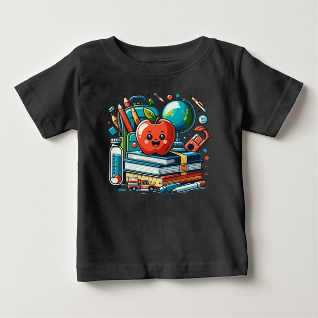 Camiseta Para Bebê Dias Felizes na Escola: O Essencial para o Regress (Frente)
