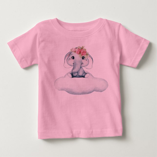 Camiseta Para Bebê Dias Sonhadores com a Rosie o Elefante. (Frente)