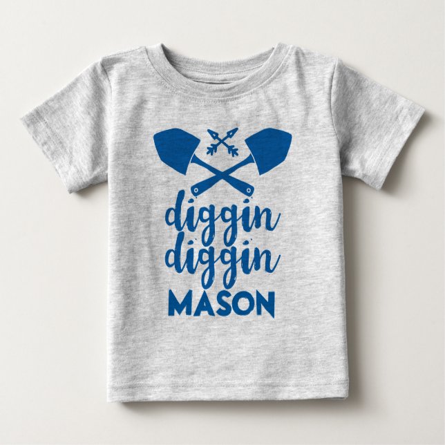 Camiseta Para Bebê Diggin Blue e Cinzas personalizadas (Frente)