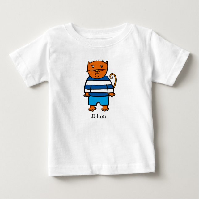 Camiseta Para Bebê Dillon o Gato Personalizado (Frente)